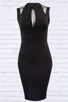 Looking for a little black cocktail dress that's sure to turn heads? Our Black Body Con Dress is just the ticket. This beautiful body-hugging dress features a sleeveless silhouette, high neckline, and flattering fitted panels. But what really makes this dress stand out is the wide mesh fabric inserts on the shoulders and in the front cleavage area. This adds a touch of elegance and sexiness that is sure to get you noticed. Whether you're heading out for a night on the town or attending a special event, our Black Body Con Dress is sure to make you look and feel your best. So don't wait any longer, order your Black Body Con Dress today! We only have one size small available Fabric 63% Rayon, 32% Nylon, 74% Spandex Washing Instruction Machine was Cold, gentle Cycle, Do not Bleach, Reshape lay Stretch High Neck Bodycon Dress For Cocktail, Elegant High Neck Sleeveless Dress For Night Out, High Neck Bodycon Sleeveless Evening Dress, Stretch Sheath Bandage Dress For Night Out, Black Bodycon Sleeveless Dress For Cocktail, Black Bodycon Sleeveless Cocktail Dress, Fitted High Neck Sleeveless Dress For Date Night, Elegant High Neck Sleeveless Bodycon Dress, Bodycon High Neck Dress For Night Out