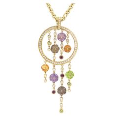 Di Modolo - 18 Karat Tempia Pendant Amethyst,citrine,diamond,peridot,quartz 18K Gold, Yellow Gold Diamond Necklace Indian, Necklace Indian, Chain Links, Diamond Chain, Modern Necklaces, Yellow Gold Pendants, Tiny Flowers, Smokey Quartz, Intricate Design