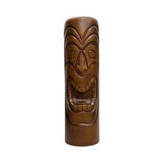 a wooden tiki mask on a white background