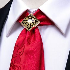 Elegant Ties With Pocket Square For Black-tie Events, Luxury Red Ties For Men, Luxury Semi-formal Neckwear With Ties, Luxury Elegant Patterned Ties, Luxury Semi-formal Ties With Pocket Square, Brooch Men, Cufflink Set, Mens Neck Ties, Gentleman Style