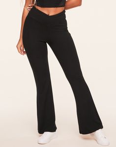 The Donna yoga pants are the type of closet staple that will have you wondering where they've been all your life! These high-rise yoga pants are made from a soft knit fabric, they feature an extra flattering v-shape waistband and a flared leg. (Available in sizes XS-XL.) Black Full-length Yoga Pants, Black Stretch Wide-leg Yoga Pants, Black Compressive Mid-rise Yoga Pants, Black Yoga Pants With 4-way Stretch, Black Full-length Yoga Pants For Relaxation, High Rise Yoga Pants, Black Yoga Pants, Flared Leggings, Black Yoga