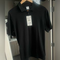 Never Worn Zara Black Men’s Polo 10/10 Condition Zara Classic Black Tops, Classic Black Zara Top, Zara Black Collared Shirt, Black Luxury Polo Collar Shirt, Black Graphic Print Polo Shirt, Zara Mens Tshirts, Black Classic Polo Collar T-shirt, Black Cotton Zara T-shirt, Black Polo Shirt