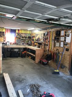 a garage filled with lots of tools and supplies