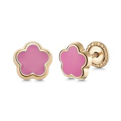 PLAYFUL AND VIBRANT ENAMEL FLOWER EARRINGS - Add a touch of floral delight with these charming 14k yellow gold flower stud earrings featuring pink enamel and a covered screwback closure, ideal for girls and women looking to elevate their style with feminine elegance FINE QUALITY AND AUTHENTIC - Made of solid gold, 100% 14k gold NOT plated; Nickel free; Stamped to authenticate the gold's fineness; Includes Certificate of Authenticity for full appreciation of the gift's true value GIFT READY PRESENTATION - Elevate your gifting experience with our specially crafted MASSETE branded gift box, designed for optimal presentation. This beautiful premium packaging adds an extra touch of luxury, making it the perfect choice for any occasion. Impress your loved ones with a gift they will cherish forev Gold Belly Ring, Rainbow Pearl, Feminine Elegance, Personalized Cufflinks, Conch Earring, Premium Packaging, Flower Stud Earrings, Flower Stud, Pink Enamel