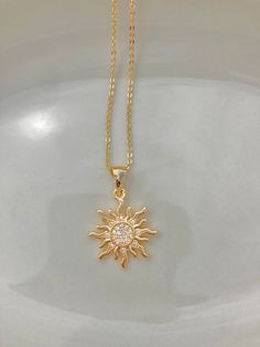 This Necklace Is 16 inches With Gold Extender Up to 20 inches. ✨The Sun In Astrology Represents Leadership, Ambition, Authority, Wealth, and Cheerfulness. 🌙 ☀️ ✨ Chain Material: 14K Dainty Cable Chain/ Gold Filled Figaro Chain Charm Material: Gold Filled, Brass Sun In Astrology, Sun Goddess, Figaro Necklace, Goddess Necklace, Figaro Chains, Figaro Chain, Chain Gold, Cable Chain, Astrology