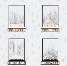 the wallpaper is decorated with trees and snowflakes in white, brown, and grey colors