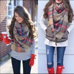 Plaid Versatile Blanket Scarf/ Wrap/ Shawl Beige, Light Blue, Red Mix Approximate L 57” X W 56” Tassel 1” Red Plaid Scarf Outfit, Plaid Scarf Outfit Winter, Flannel Styling, Plaid Scarf Outfit, Scarf Outfit Winter, Red Plaid Scarf, Beige Plaid, Plaid Blanket Scarf, Plaid Blanket