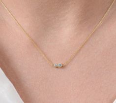 2 Diamond Necklace, Diamond Necklace Solitaire, Floating Diamond Necklace, Real Diamond Necklace, Diamond Bar Necklace, Diamond Initial Necklace, Bezel Necklace, Solitaire Necklace, Solid Gold Necklace