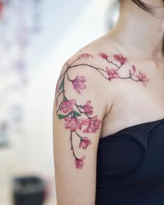 Magnolia Tattoo Back, Magnolia Branch Tattoo, Tree Branch Tattoo, Magnolia Tattoo, Mastectomy Tattoo, Timeless Tattoo, Branch Tattoo, Magnolia Branch, Tattoo Back