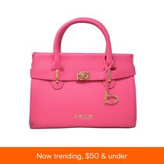 in stock Pink Formal Satchel, Formal Pink Bag With Hasp Closure, Feminine Bags With Branded Hardware, Formal Pink Bag With Fold Over Clasp, Pink Formal Bag With Fold Over Clasp, Elegant Pink Shoulder Bag With Hasp Closure, Modern Pink Satchel With Detachable Handle, Pink Top Handle Satchel, Designer Pink Satchel With Detachable Handle