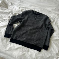 Brand New With Tags, Herringbone Pattern, Cashmere, Grey Heather/Black Colorway Black Jacquard Knit Crew Neck Outerwear, Black Jacquard Knit Outerwear With Crew Neck, Black Wool Jacquard Knit Outerwear, Nordstrom Sweaters, Herringbone Pattern, Heather Black, Men's Sweater, Colorful Sweaters, Herringbone