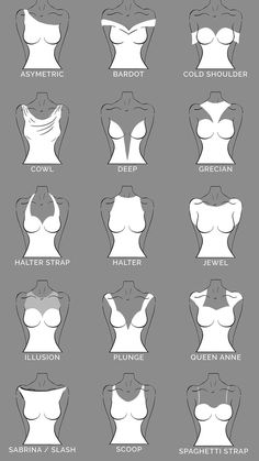 the different bras are shown in black and white, with each bra on it's own chest