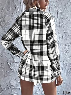 Bjux - Womens Casual Long Sleeve Collared Shirt with Plaid Print and Button Front - Stylish and Fashionable Clothing Option Fall Care, Sleeve Detail, Collar Shirts, Cotton Material, Types Of Printing, Casual Women, Collar Styles, Cotton Fabric, Plaid