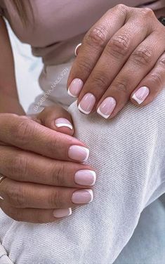 French Nails Pink And White, Short White Tip Nails, Pink And White French Nails, Short Square French Tip Nails, Trendy French Nails, French Nails Design, Short French Nails, Pink Tip Nails, Beautiful Lifestyle