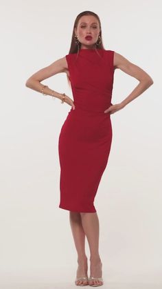 This Janice Dress is a perfect choice for a special occasion. Crafted in a timeless silhouette, it features a mockneck and sleeveless fit that will flatter any figure. Ideal for cocktail parties, this elegant bodycon dress will make you feel confident and stylish. PRODUCT FEATURES Mockneck Sleeveless Bodycon Cocktail Dress 95% Polyester, 5% Spandex Lining: 100% Polyester Spot Clean Imported Style D5043 Elegant Bodycon Dress, Bodycon Cocktail Dress, Cocktail Parties, Professional Dresses, Feel Confident, Cocktail Party, Make You Feel, Mock Neck, Red Dress