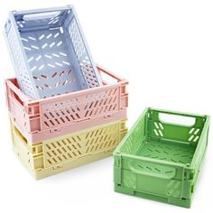 PRICES MAY VARY. Effective Storage: You will get 4 pcs mini plastic folding storage baskets(with 4 different colors: pink, green, cream, light blue). Mini plastic baskets expanded size: 5.9 x 3.8 x 2.2 in, folding size: 5.9 x 3.8 x 0.5 in. Cute storage bins to meet all your storage needs. Premium Material: The collapsible storage basket is made of hight quality plastic material, which is wear-resistant, scratch-resistant, lightweight, durable and structurally stable, can serve you for a long tim Hay Crates, Hay Crate, Mini Baskets, Mini Crates, Storage Bins Organization, Baskets For Shelves, Plastic Baskets, Crate Storage, Desktop Storage