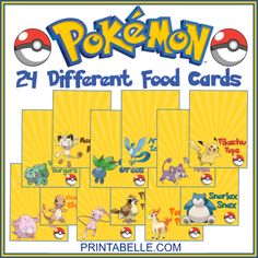 the pokemon card game is shown with different types of characters and their respective names on it