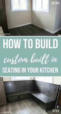 an empty kitchen with the words how to build a banquet bench in your kitchen