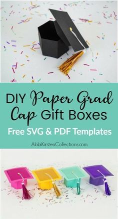 diy paper graduation cap gift boxes with free svg and df templates