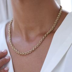 14K Gold Rolo Chain Necklace Minimalist Fine Jewelry Gift | Etsy Luxury Minimalist Chain Necklace With Solid Link, Luxury Minimalist Jewelry With Rolo Chain, Luxury Rolo Chain Round Necklace, Luxury Minimalist Rolo Chain Jewelry, Luxury Minimalist Recycled Gold Chain Necklace, Luxury Everyday Rolo Chain Jewelry, Luxury Minimalist Rolo Chain Necklace, Luxury Gold Plated Rolo Chain Necklace, Luxury Rolo Chain Necklace For Gift