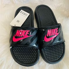 Size 6 Brand New No Flaws Casual Pink Synthetic Slides, Pink Nike Casual Slides, Casual Pink Nike Slides, Casual Pink Open Toe Sneakers, Pink Casual Slides With Round Toe, Sporty Pink Slides For Spring, Pink Round Toe Casual Slides, Casual Pink Sports Slides, Nike Sporty Pink Sandals