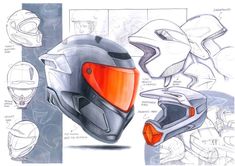 a drawing of a motorcycle helmet and its parts