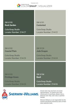 the color scheme for sherwinn - williams's paint colorsnap visualizer