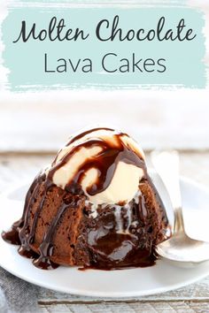 a white plate topped with a chocolate lava cake