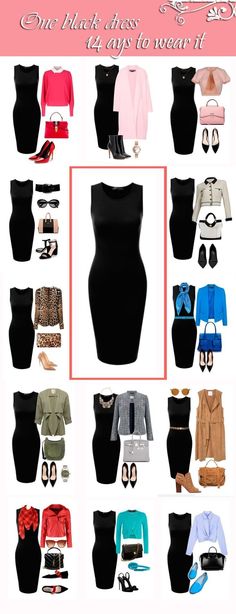 Маленькое чёрное платье ( капсульный гардероб) Mode Over 50, Wear Black Dresses, Black Dress Outfits, Clothes And Shoes, Work Attire, Trendy Dresses