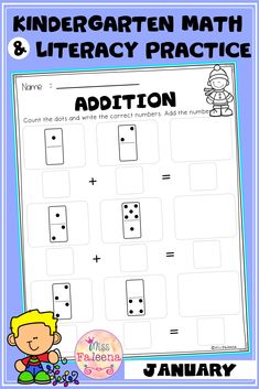 an addition worksheet for children to help them learn how to read and write numbers