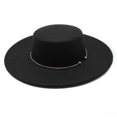 Style: Wide Brim Fedora Hats Item Type: Fedoras for women, women fashion hats, women fashion hats, jazz hats, hats for women Gender: Unisex Feature: Fashion accessory, sun protectionDetail: Gold Ring Pattern Type: Solid Material: Cotton Material: Polyester Material: Wool Luxury Formal Flat Brim Felt Hat, Black Wide Brim Felt Hat For Everyday, Chic Black Wide Brim Felt Hat, Adjustable Black Wide Brim Felt Hat, Fedoras For Women, Elegant Beige Wide-brim Felt Hat, Ring Pattern, Hats Women, Hat Beret