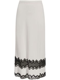 white/black ENKA® viscose blend stretch-design semi-sheer construction lace detailing concealed side zip fastening high waist Midi Skirt White, Skirts Midi High Waisted, Water Consumption, Skirt White, Clothing Hacks, Harmful Chemicals, Environmental Impact, White Skirts, Production Process