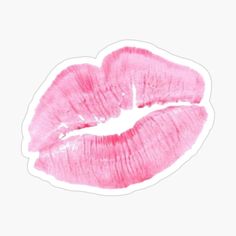 a pink lipstick sticker on a white background