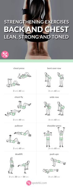 the back and chest workout chart with instructions on how to do it in this exercise