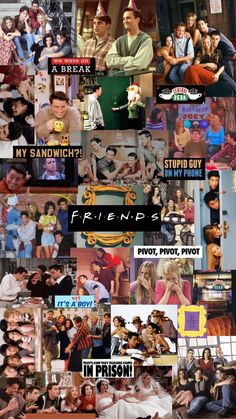 collage of friends from the tv series friends with pictures and captions on them