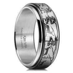 a wedding ring with an image of trees on the inside and inlayed to it