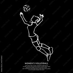 a women's volleyball player jumping up to hit the ball