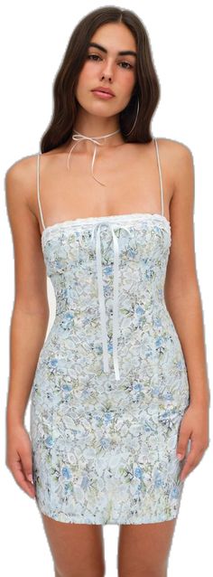 Blues Dance, Blue Florals, For Love & Lemons, For Love And Lemons, Lace Overlay, Skater Dress, White Lace, Spaghetti Strap, Blue Dresses