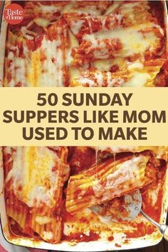 the cover of 50 sunday suppers like mom used to make, including lasagna casserole