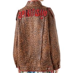 Gucci ,,Spiritismo'' Embroidered Goat Leather Animal Print Bomber Jacket Leopard-Print Blouson Jacket In Goat Leather. Spiritismo Appliqu At Back. Funnel Collar; Snap Front. Epaulettes. Long Sleeves; Snap Cuffs. Oversized Size: Us2-4 It38 Retail $6500 Gucci Goat Leather Bomber Jacket By Alessandro Michele Neutrals Animal Print Stand Collar Slit Pockets & Snap Closure Size Guide Bust: 48" Waist: 43" Shoulder: 22" Length: 28" Sleeve: 31" Country Of Origin: Italy Fabric: 100% Goat Leather; Trim 100% Lamb Leather; Lining 100% Cupro Item #Guc00402r120-822 Gucci Leopard, Gucci Jackets, Gucci Jacket, Blouson Jacket, Jackets Casual, Womens Jackets Casual, Goat Leather, Womens Jackets, Printed Leather