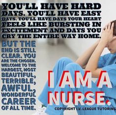 a nurse sitting on the ground with her head in her hands and text that reads, you'll have hard days