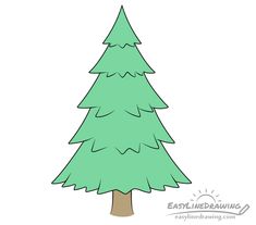 a drawing of a green christmas tree with no leaves on the top and bottom branches