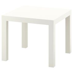 a white square table with two legs