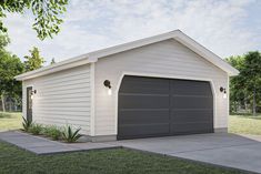 two garages are shown in the front yard