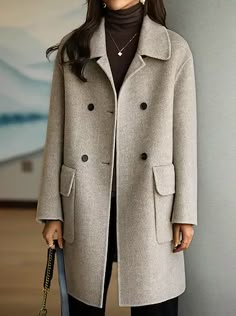 Double Breasted Cardigan, Long Peacoat, Korean Design, Long Winter Coats, Trendy Jackets, Long Coat Women, Wool Blend Coat, Trench Coats Women