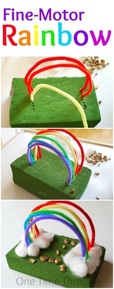 the instructions for how to make a fine motor rainbow