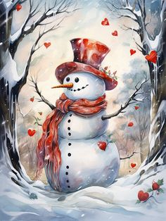 Christmas Snowman - Paint by numbers Snowman Painting Ideas, Christmas Snowman Painting, Snowmen Paintings, Diy Christmas Wall, Snowman Art, Snowman Dress, Winter Artwork, Kit Christmas, Black And White Art Drawing