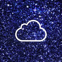 a blue background with a white cloud in the center and stars around it on top