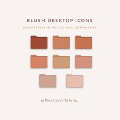 the blush desktop icons are shown in different colors and sizes, including pinks, browns,