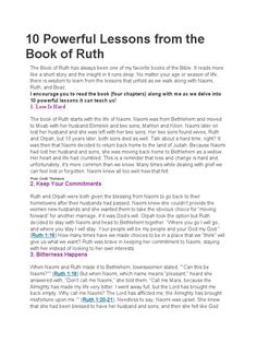 an article about how to use the book's title for power lessons from the book of ruth